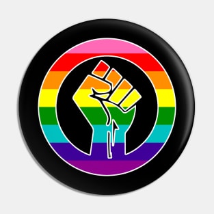Black Lives Matter Fist Circled LGBTQ Flag Gilbert Baker Original Rainbow Pride Pin