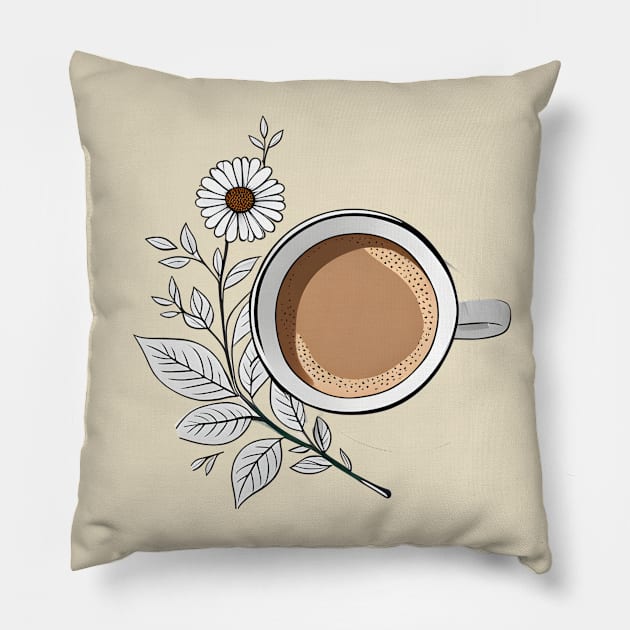 coffee and flowers Pillow by CAFFEIN