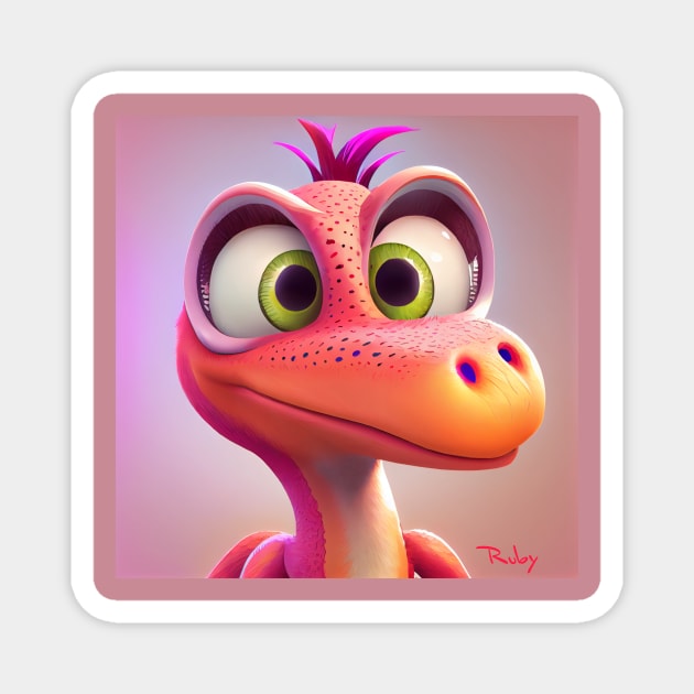 Baby Dinosaur Dino Bambino - Ruby Magnet by KOTOdesign