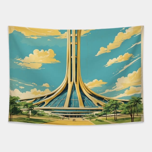 Brasilia Brazil Vintage Tourism Travel Poster Tapestry by TravelersGems