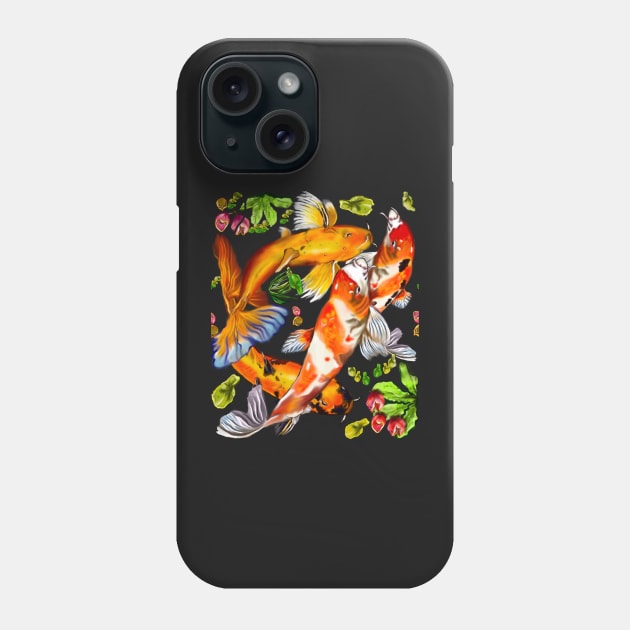 Best fishing gifts for fish lovers 2022. Koi fish swimming in a koi pond Pattern Phone Case by Artonmytee