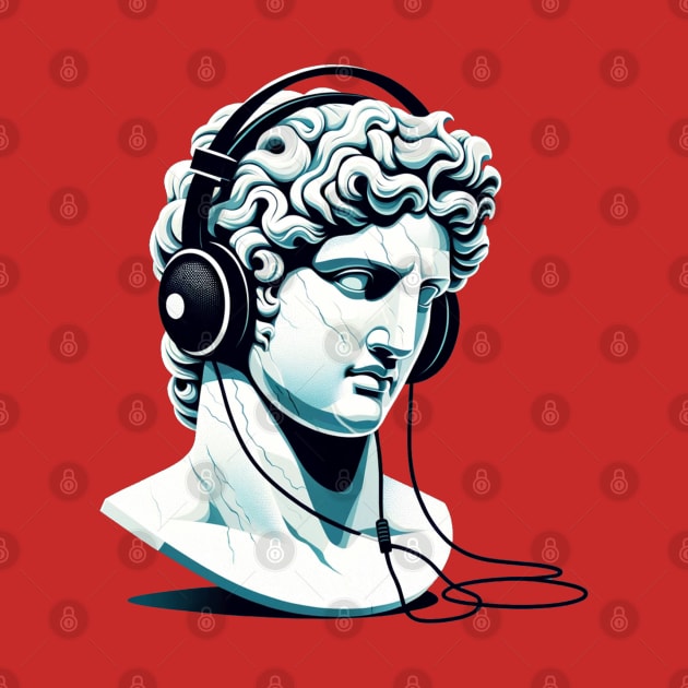 Greek/Roman Marble Statue Bust Wearing Headphones by BLKPHNX DESIGNS