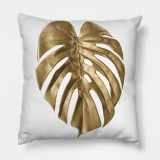 Golden Leaf Of Monstera Deliciosa - Monstera Plant Pillow