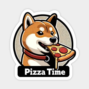 shiba inu eating slice a pizza Magnet