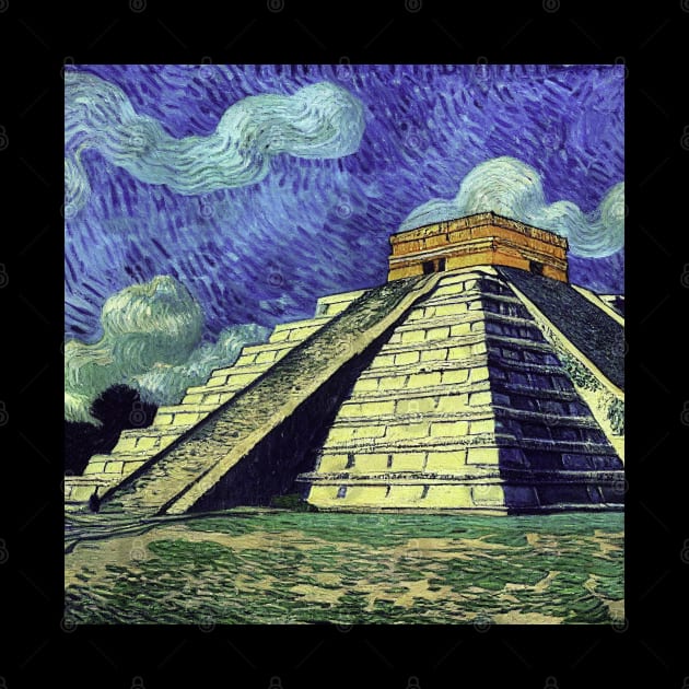 Chichen Itza painting, Vincent van Gogh style by Classical