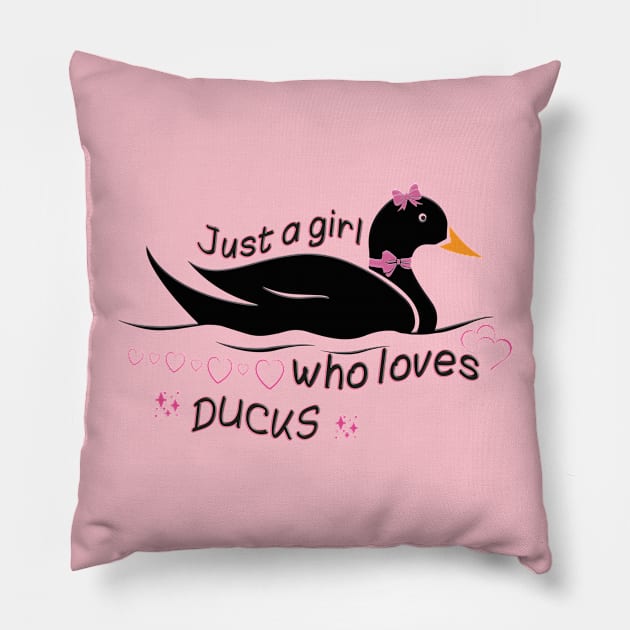 Just a Girl Who Loves Ducks -PINK- Pillow by archila