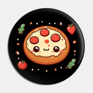 Cute Kawaii Pepperoni Pizza Illustration | Cutesy Design for Kawaii Lovers Pin