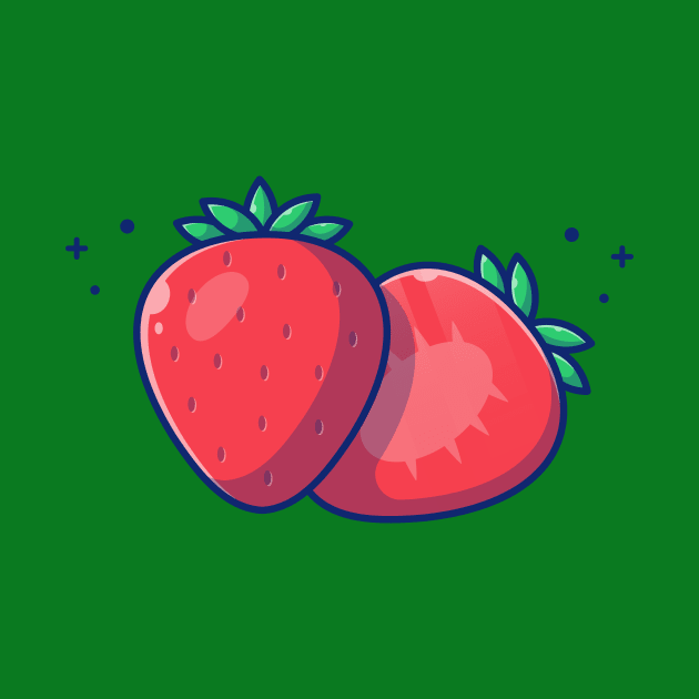 Strawberry And Slices Of Strawberry Cartoon by Catalyst Labs