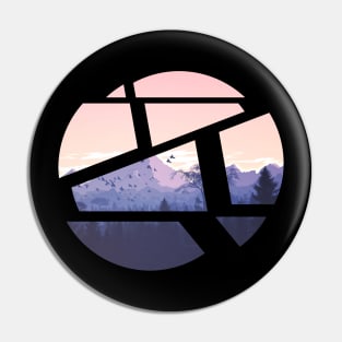 mountain landscape in splitted circle Pin