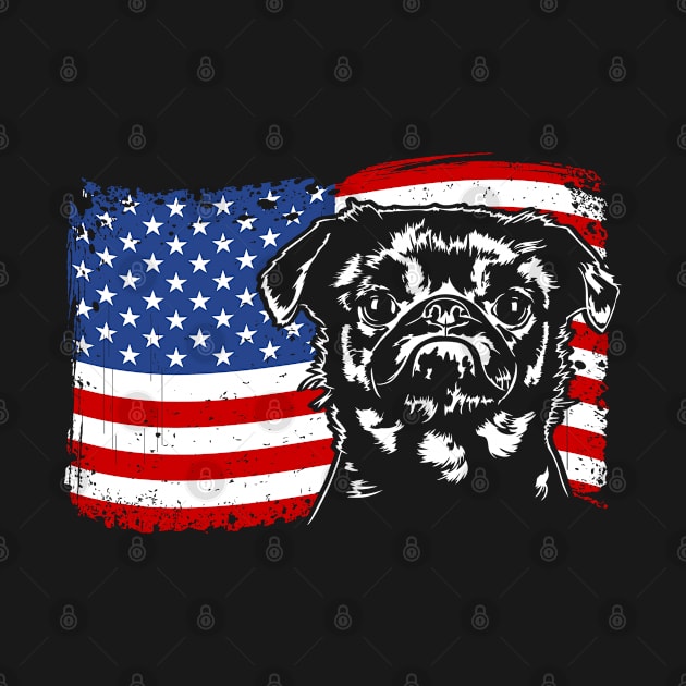 Brussels Griffon American Flag patriotic dog by wilsigns