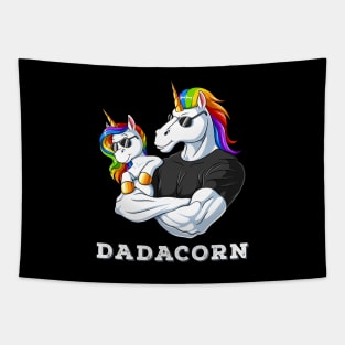 Dadacorn Unicorn Dad and Baby Girl Father's Day Papa Daughter Tapestry