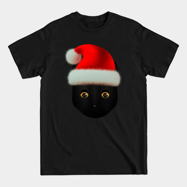 Disover Black Cat Santa Claus Hat - Black Cat - T-Shirt