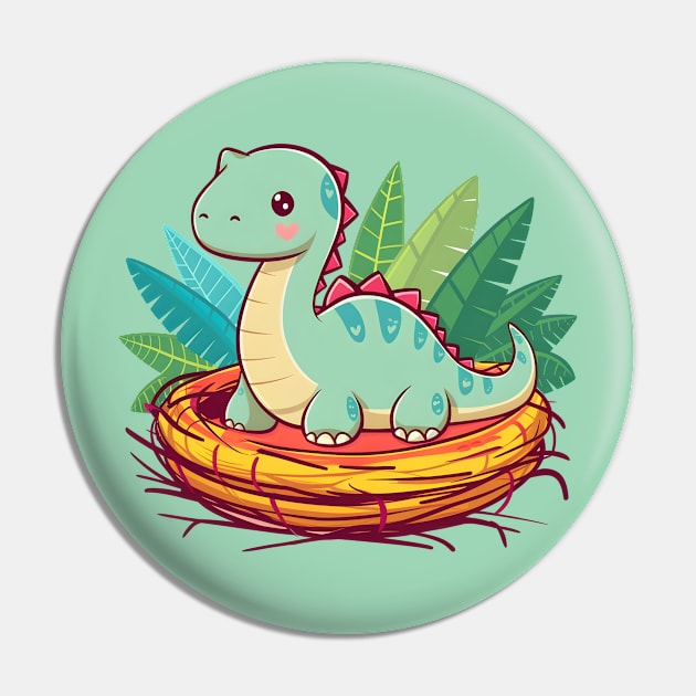 Chibi Diplodocus Dino Pin by DelusionTees