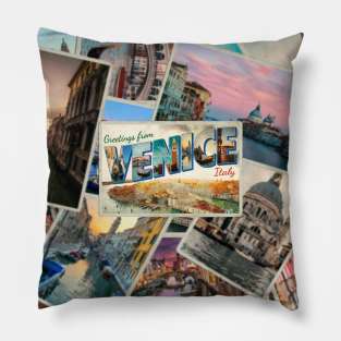 Vintage style Greetings from Venice in Italy retro souvenir Pillow