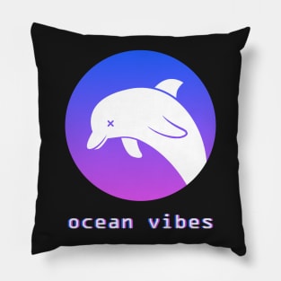 Ocean Vibes - Seapunk Vaporwave Aesthetic Pillow