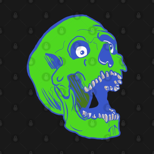 Green Halloween Zombie skull by silentrob668