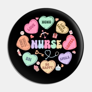 Groovy Heart Candy Nurse Valentines Day Men Women Pin