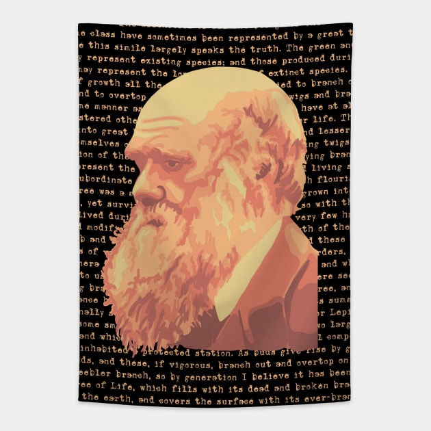 Charles Darwin Portrait and Quote Tapestry by Slightly Unhinged