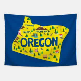 Oregon State USA Illustrated Map Tapestry