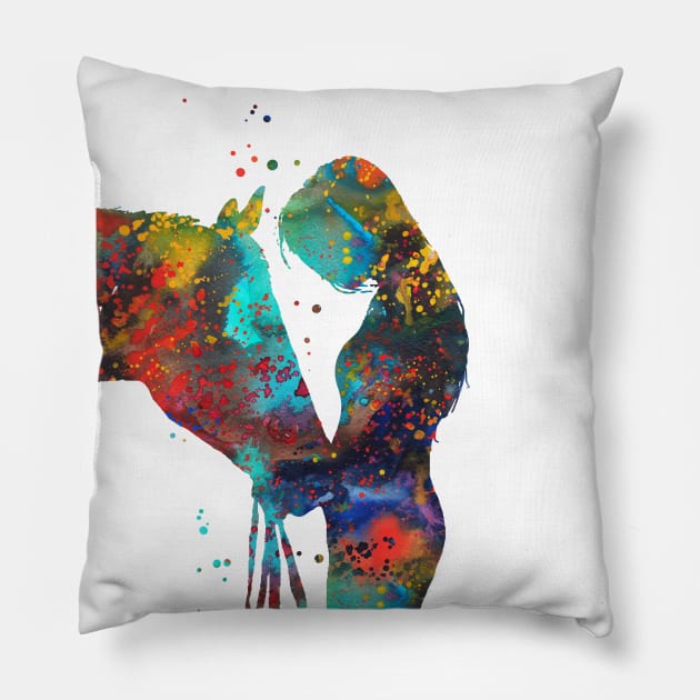 Girl with horse Pillow by RosaliArt