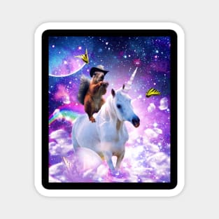 Cowboy Squirrel Riding Unicorn Magnet