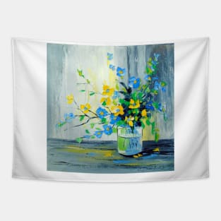 Bouquet of blue and yellow flowers Tapestry