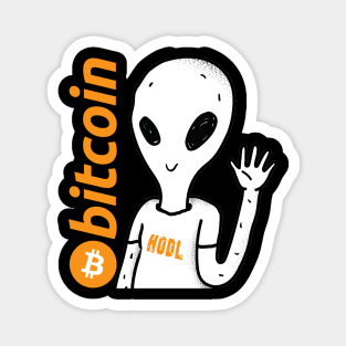 Bitcoin Logo Hodl Alien Magnet