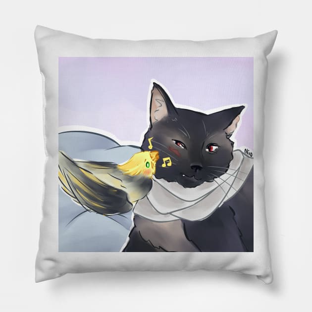 catzawa and micbird Pillow by N-Nio