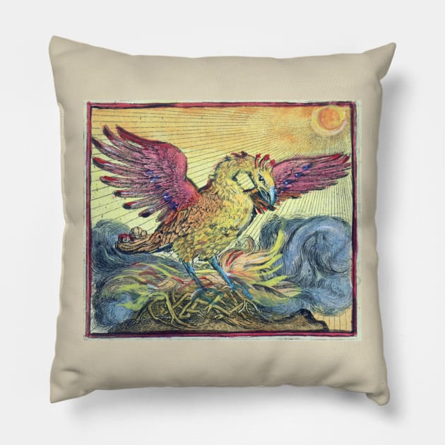 Colorful Phoenix is Reborn From the Ashes of Fire Pillow by Star Scrunch