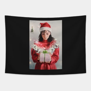 Beautiful Anime Portrait In Santa Claus Costume 5 Tapestry