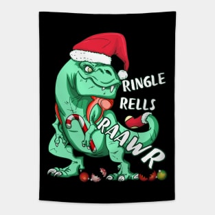 Funny Holiday T-Rex RINGLE RELLS RAAWR Christmas Gift Tapestry