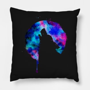 Howling Wolf Moon Space Galaxy Drips Hipster Trend Gift T-Shirt Pillow