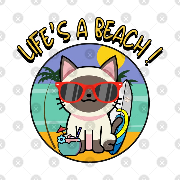 Cute siamese cat Goes to the beach by Pet Station