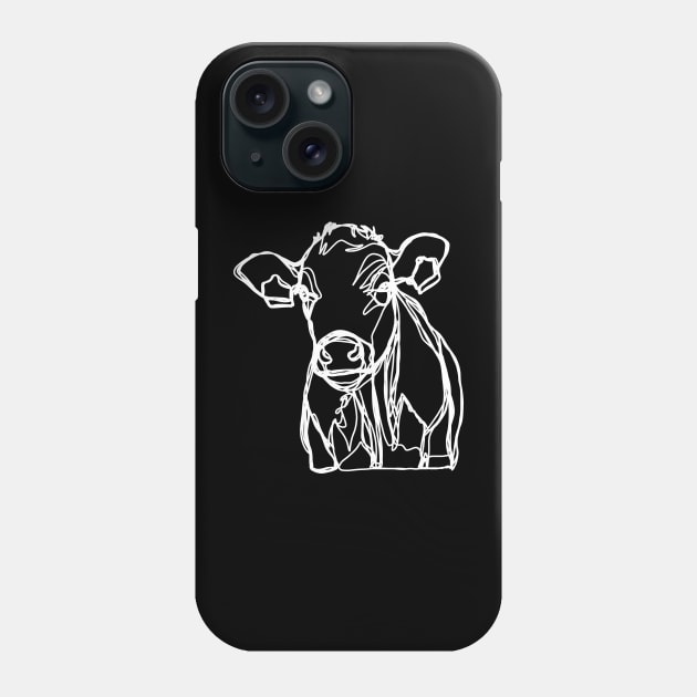 Baby cow calf white line art Phone Case by Carijn