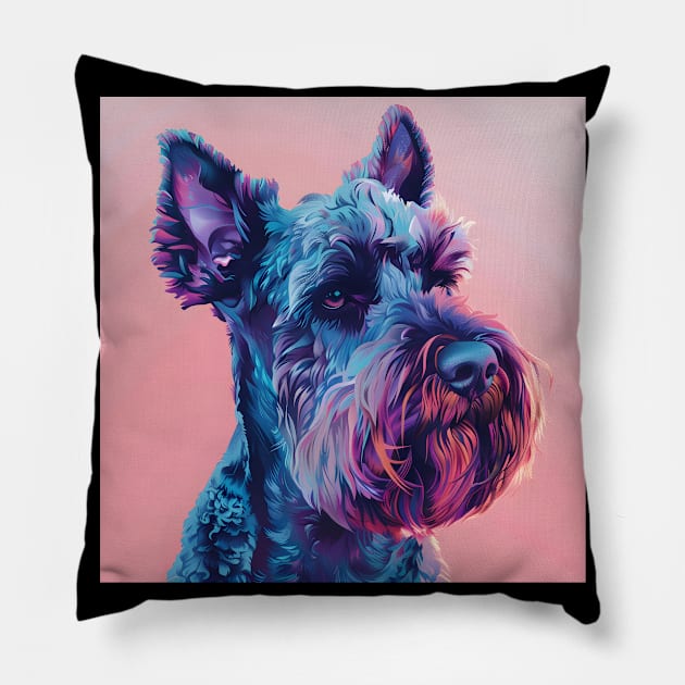 Kerry Blue Terrier in 80's Pillow by NatashaCuteShop