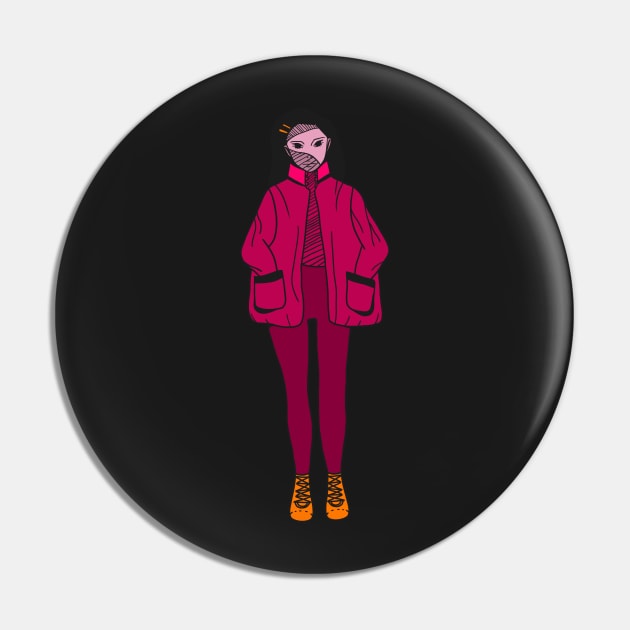 Girl in pink jacket Pin by EmeraldWasp