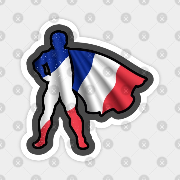 France Hero Wearing Cape of French Flag Hope and Peace Unite in France Magnet by Mochabonk