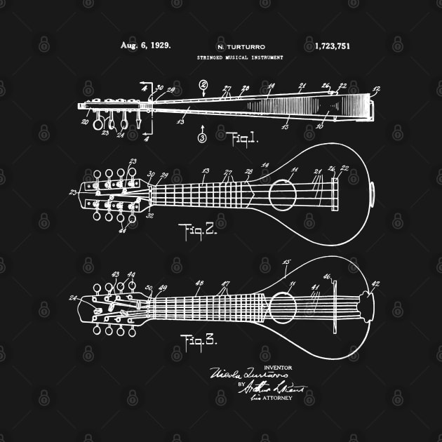 Mandolin Player Gift 1929 Mandolin Patent by MadebyDesign