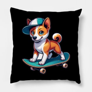 Basenji Skateboarding Pillow