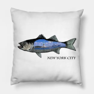 Striper fishing BY Statue of Liberty Pillow