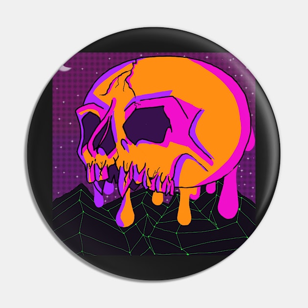 Cyber Goth Lofi Skull Pin by ZombieCheshire