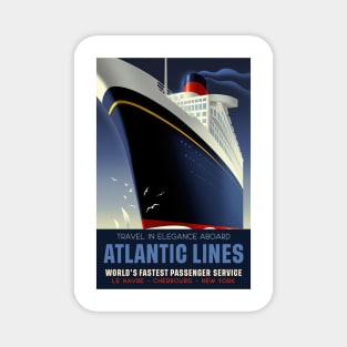 Atlantic Lines Vintage Style Poster Magnet