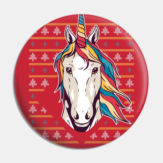 Unicorn Ugly Christmas Sweater Pin by SLAG_Creative