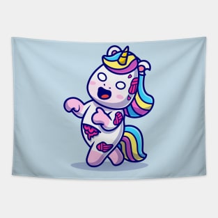 Cute Unicorn Zombie Cartoon Tapestry