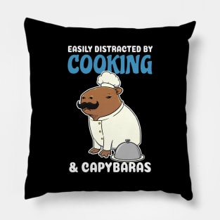 Easily Distracted by Cooking and Capybaras Cartoon Pillow