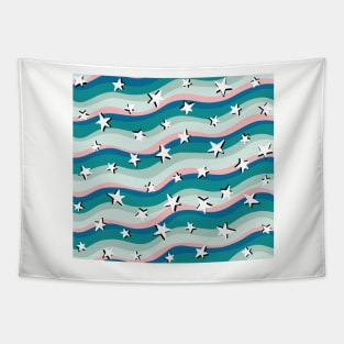 Stars and Stripes Teal and Pink Fun Colourful Pattern Tapestry