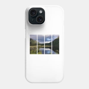 Wonderful landscapes in Norway. Nordland. Beautiful scenery of a white house in a valley on the Lofoten Islands. Summer sunny day Phone Case