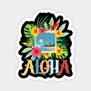 Aloha Hawaii Hawaiian Island Palm Trees Beach Vacation Magnet