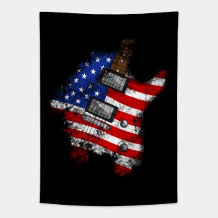 4th July Electric Guitar American Flag Independence Day Tapestry