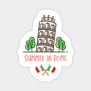 Summer in Rome! Against the background of the Tower of Pisa in Pisa, province of Lazio. Magnet